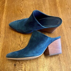Able (Local + Global) Rojas Blue Suede Mule, Size 9